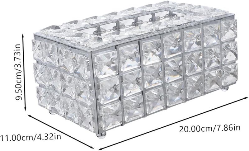 غطاء صندوق المناديل الكريستالي حامل المناديل المعدني للمنزل المكتب السيارة - Image 2